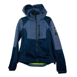 Superdry Snow Kiso Padded Racer Jacket Women's Size 6 Full Zip Blue Padded Ski‎